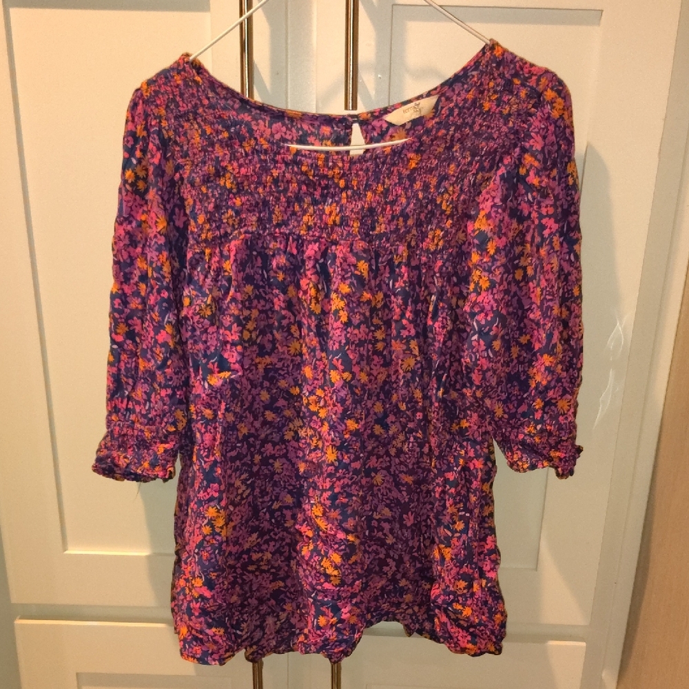 Terra & Sky Floral Blouse - Purple and Orange